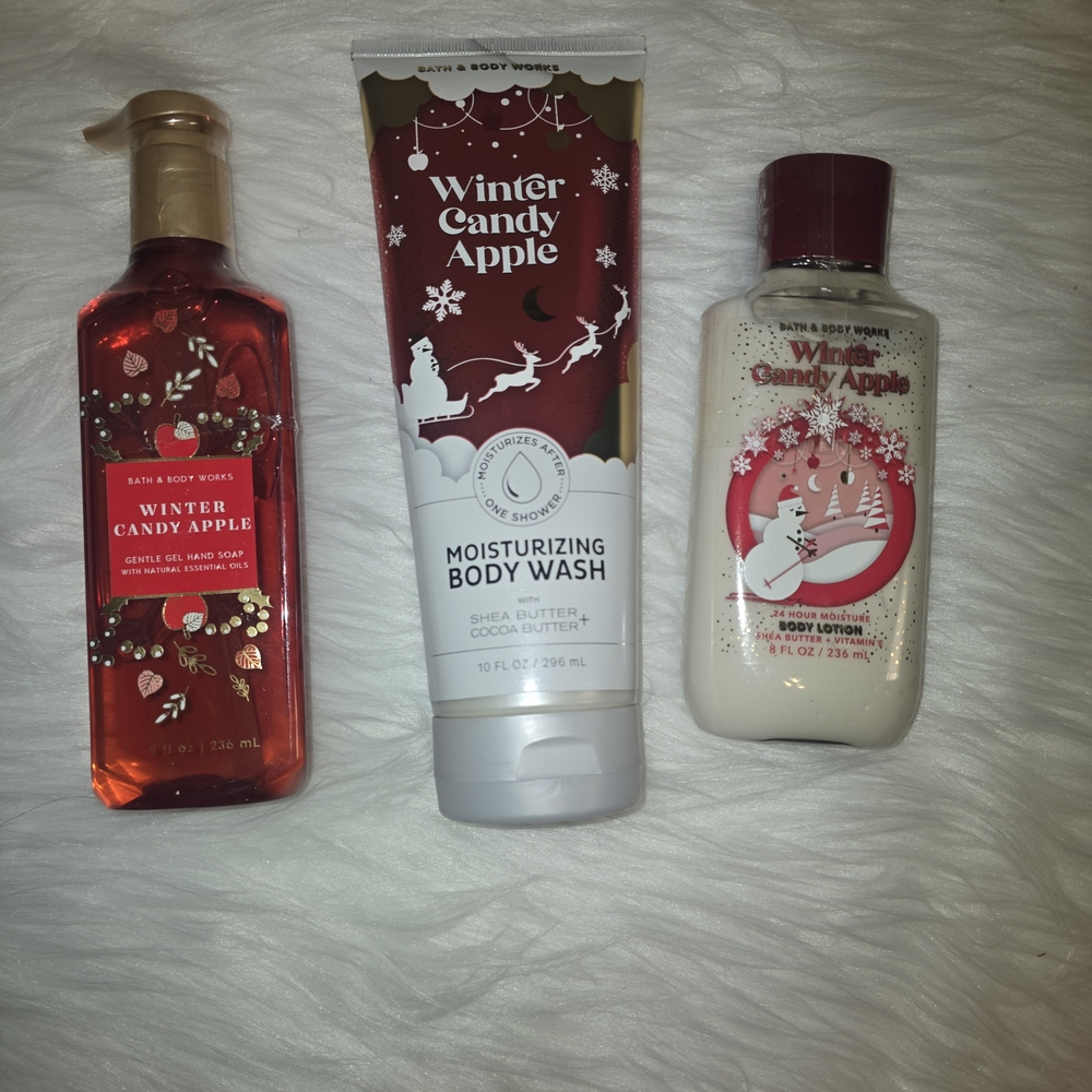 Bath & Body Works Winter Candy Apple Trio - Red and White